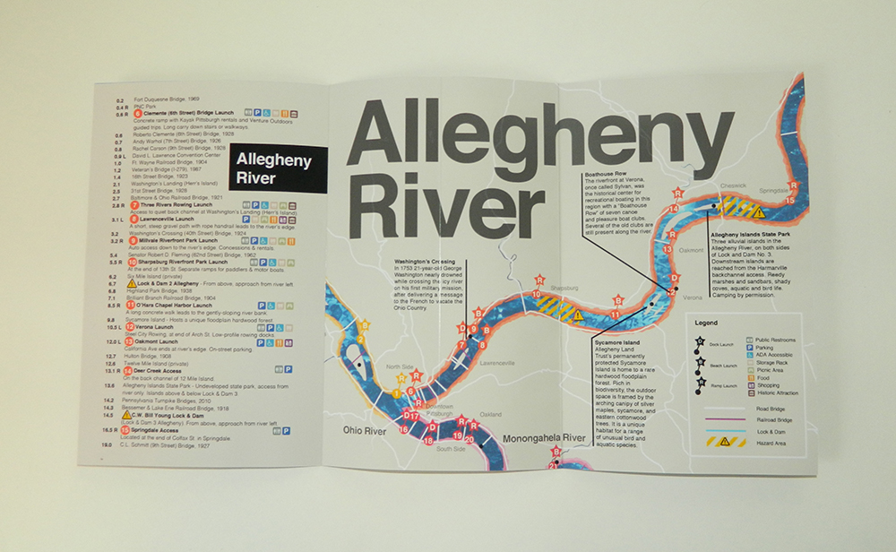 Pittsburgh's Three Rivers Water Trails, foldout map of Allegheny River guide