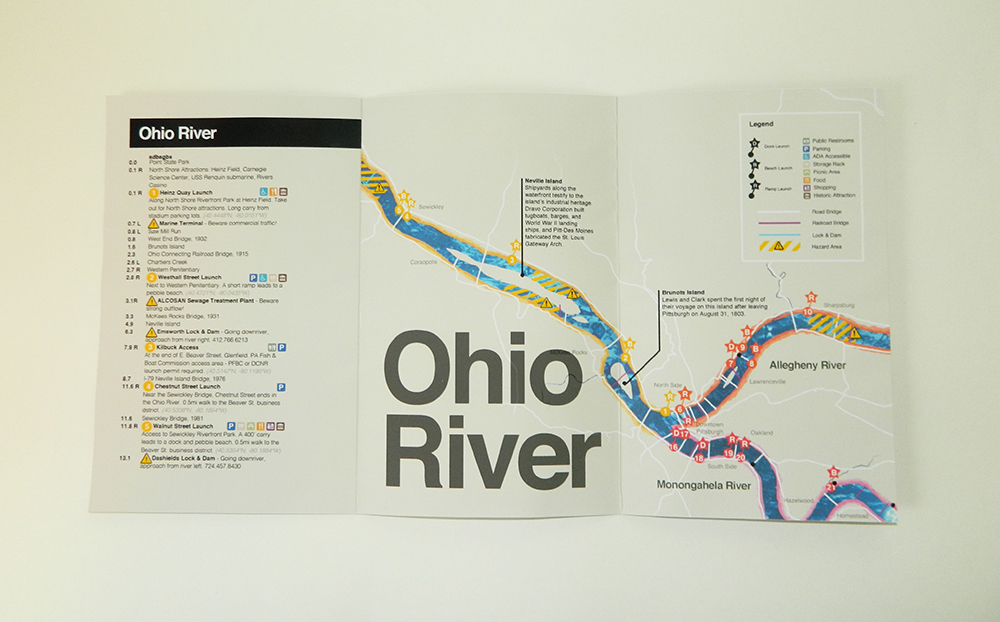 Pittsburgh's Three Rivers Water Trails, foldout map of Ohio River guide