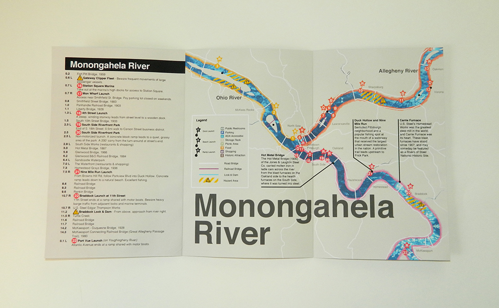 Pittsburgh's Three Rivers Water Trails, foldout map of Monongahela River guide