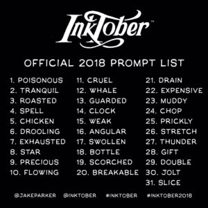 Inktober 2018 prompts list