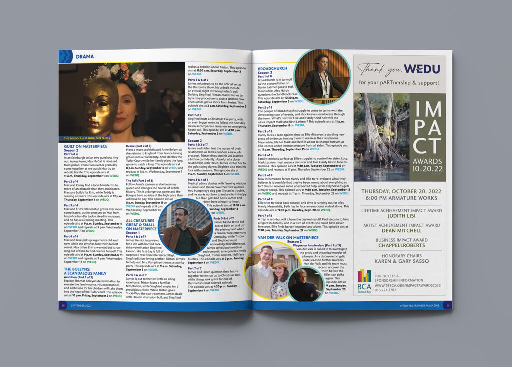 WEDU Premiere Magazine: September 2022, pages 10 & 11.